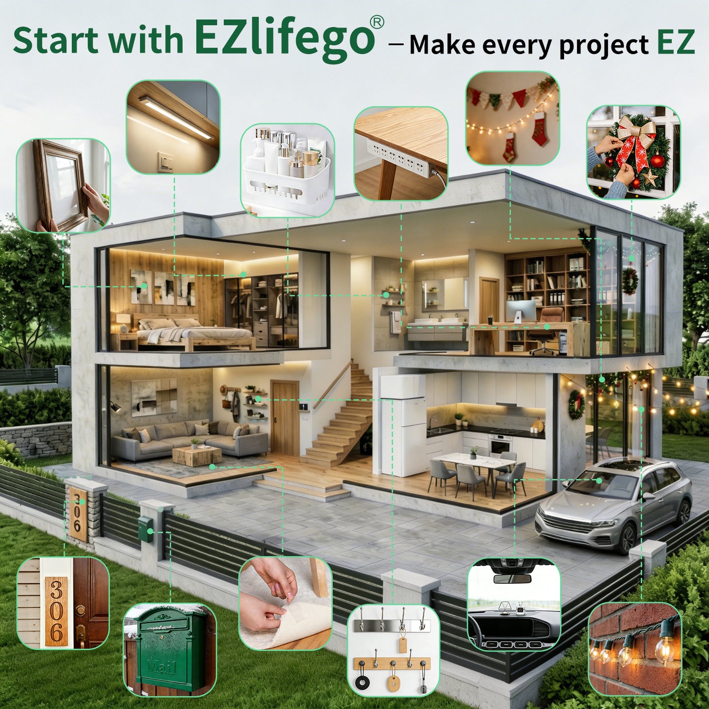 EZlifego Double Sided Tape Heavy Duty(Extra Large, Pack of 2, Total 396 Inch), Nano Double Sided Adhesive Tape, Clear Mounting Tape Picture Hanging Strips, Removable Wall Tape Sticky Poster Tape Decor Visit the EZlifego Store