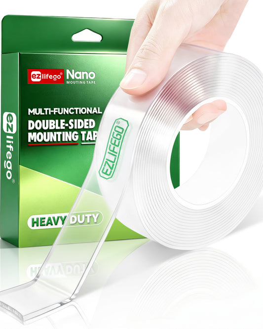 EZlifego Heavy Duty Invisible Bond Nano Double Sided Mounting Tape, 9.85FT Nano-Tech, Holds up to 72 lbs, All-Purpose, Instant Hold, Industrial-Strength Adhesive, Indoor & Outdoor Decor,Back to School