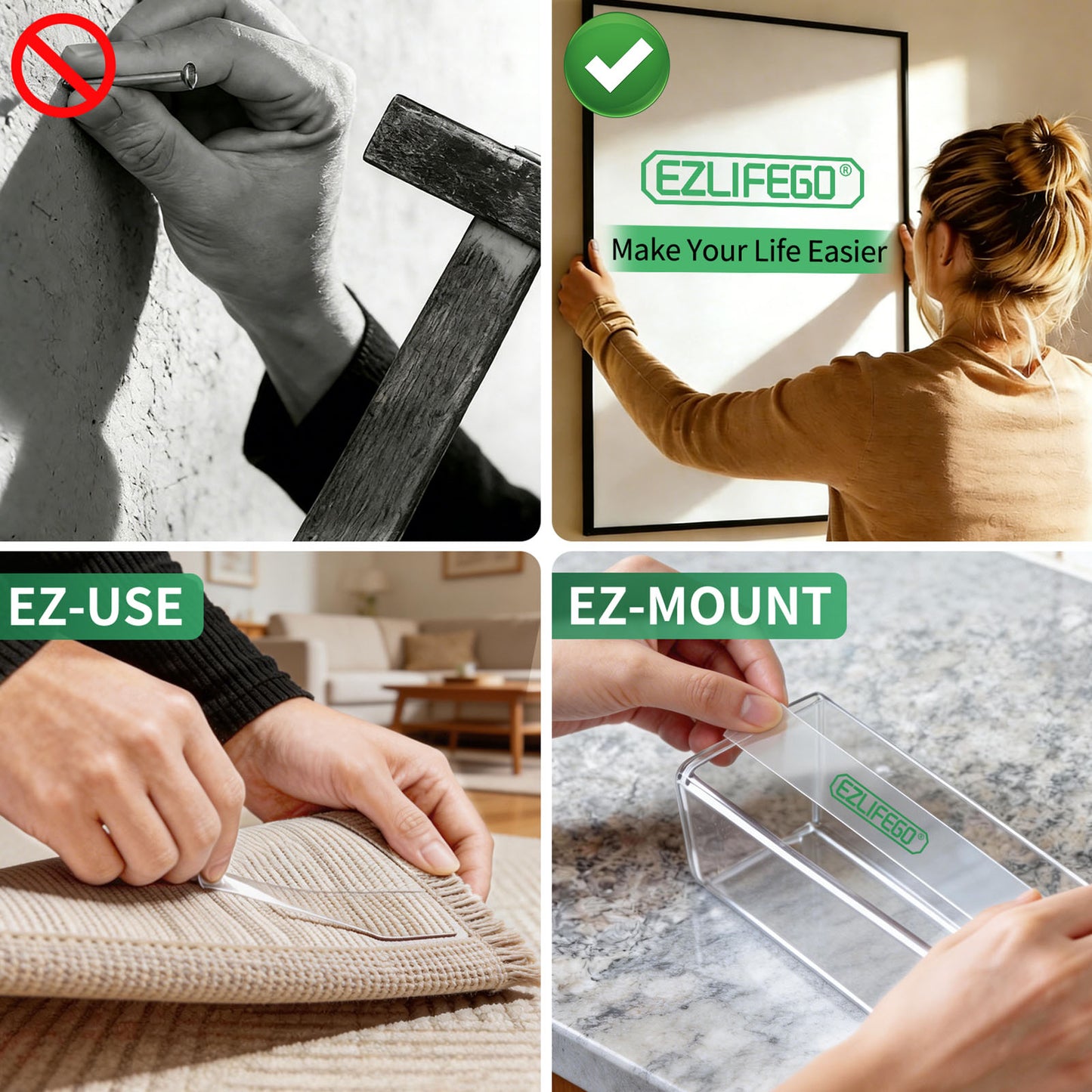 EZlifego Double Sided Tape Heavy Duty(Extra Large, Pack of 2, Total 396 Inch), Nano Double Sided Adhesive Tape, Clear Mounting Tape Picture Hanging Strips, Removable Wall Tape Sticky Poster Tape Decor Visit the EZlifego Store