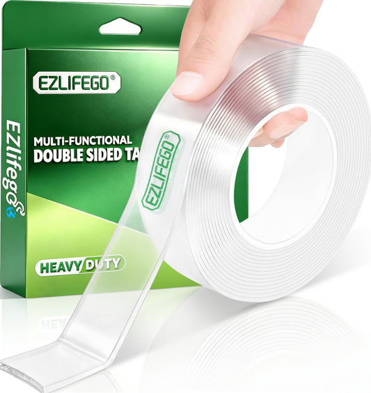 EZlifego Double Sided Tape Heavy Duty(Extra Large 16.5FT), Nano Adhesive Mounting Tape Wall Decor,Sticky Picture Hanging Adhesive Strips Poster Tape