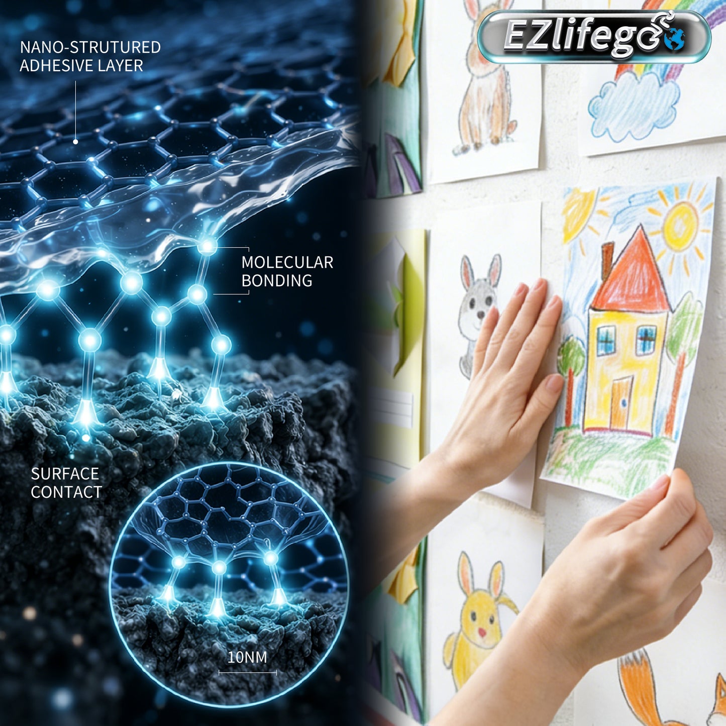 EZlifego Double Sided Tape Heavy Duty(Extra Large, Pack of 2, Total 396 Inch), Nano Double Sided Adhesive Tape, Clear Mounting Tape Picture Hanging Strips, Removable Wall Tape Sticky Poster Tape Decor Visit the EZlifego Store