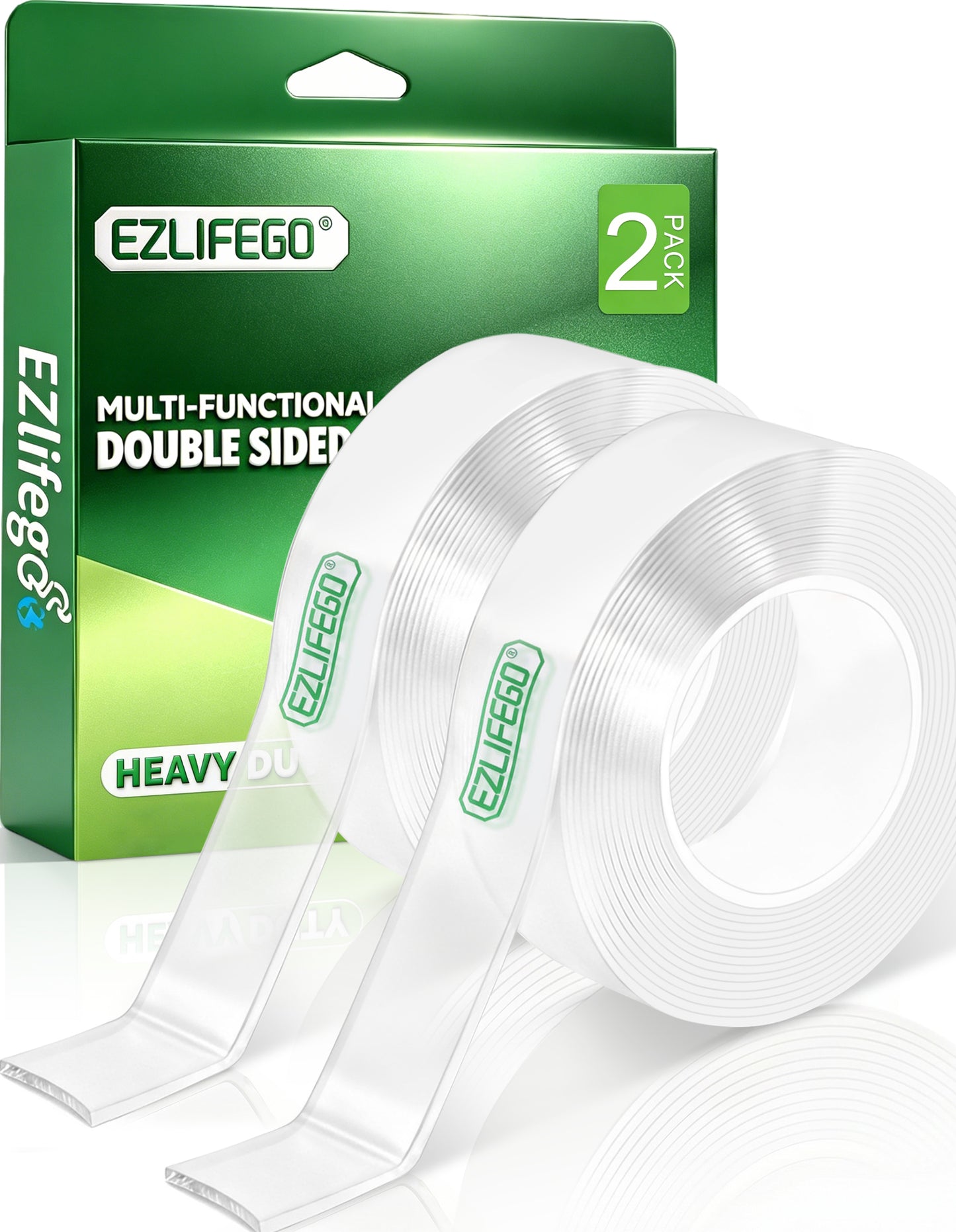 EZlifego Double Sided Tape Heavy Duty(Extra Large, Pack of 2, Total 396 Inch), Nano Double Sided Adhesive Tape, Clear Mounting Tape Picture Hanging Strips, Removable Wall Tape Sticky Poster Tape Decor Visit the EZlifego Store